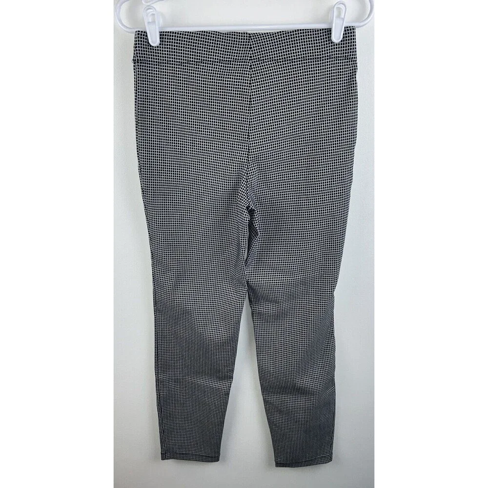Max Studio Ankle Leg Career Pants Womens Medium Black White Check Pull On NWT